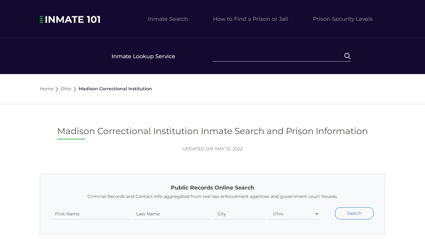 Madison Correctional Institution Inmate Search, Visitation ...